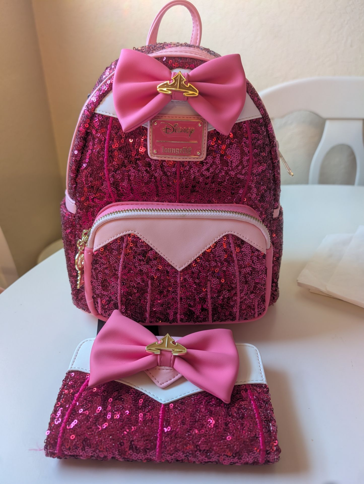 Loungefly Disney Sleeping Beauty Aurora Cosplay Pink Sequin Backpack Exclusive