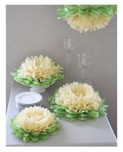 Yellow paper flower decoration table party room