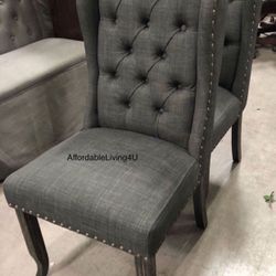 Dark Grey Wingback Dining Chairs Set Of 2 Brand New In Box 