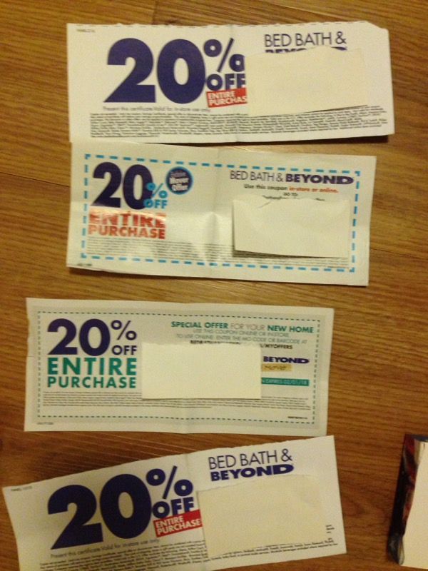 20% off ENTIRE PURCHASE Bed bath beyound coupons!!!