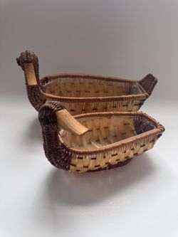 Vintage Duck Shape Wicker Baskets