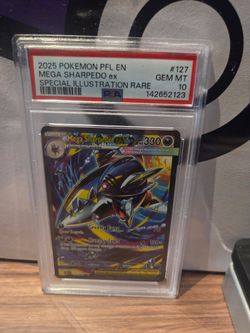 2025 POKEMON PFL SPECIAL ILLUSTRATION RARE #127 MEGA SHARPEDO EX PSA 10