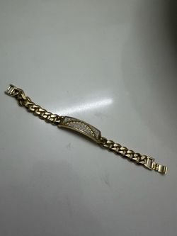 Gold-Tone ID Bracelet with Cuban Chain