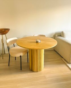 Custom Tambour Round Table Handcrafted 