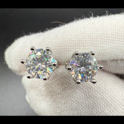 VVS Moissanite Stud Earrings – GRA Certified – 925 Sterling Silver – Diamond Tester Pass