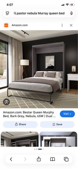 Bestar Nebula Queen Murphy Bed Bark Grey