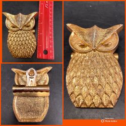 Oversized Gold Owl Paperclip By NORTH CAROLINA HUNT Mfg 