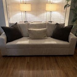 Brand New White Corduroy Couch With Pull Out Bed