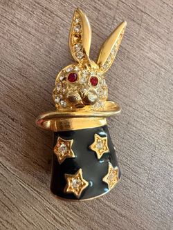 Kenneth Jay Lane  KJL -   Cute Bunny Brooch Pin