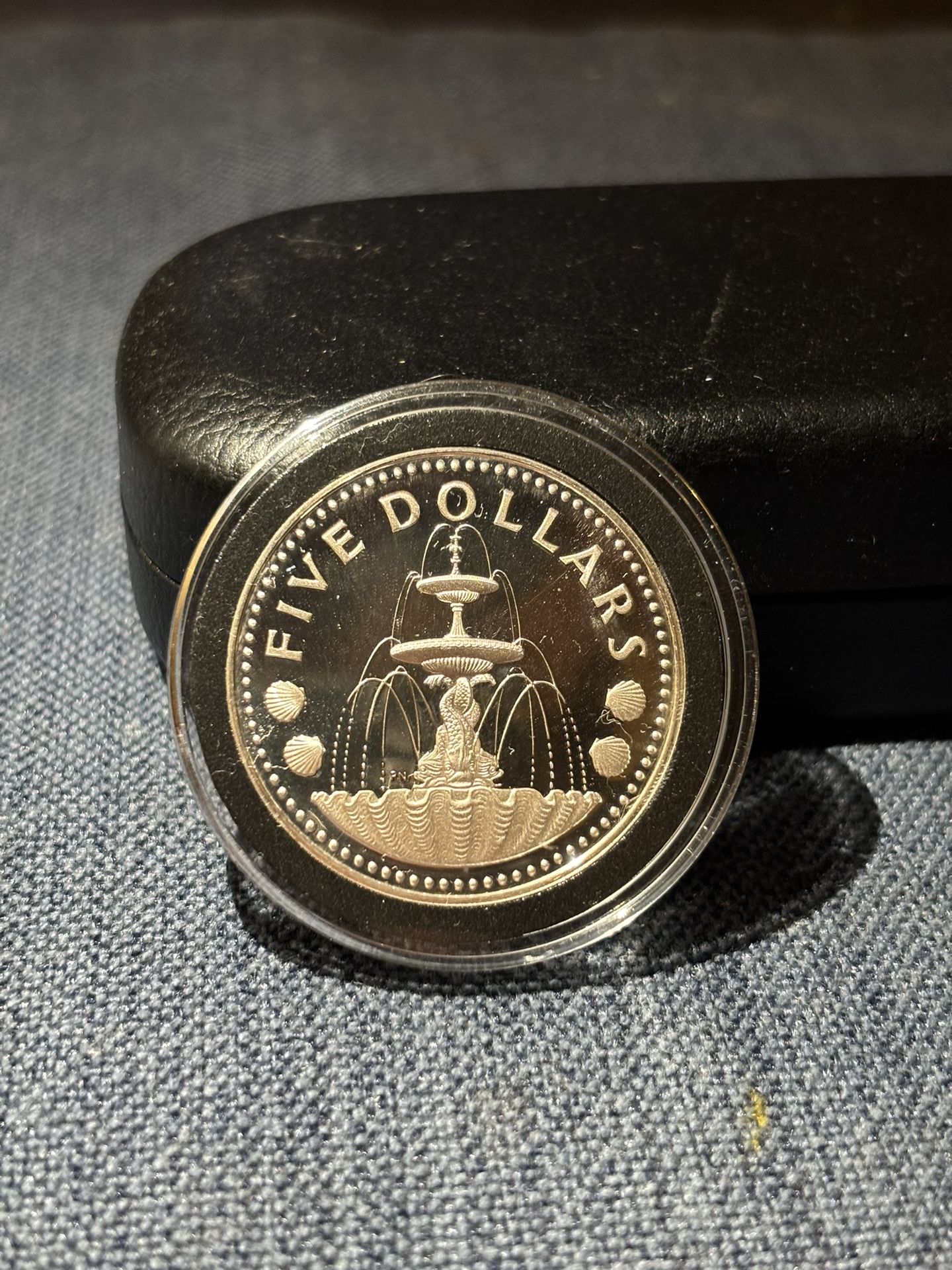 1(contact info removed) Barbados 5 Dollar Proof Coin