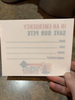 In an Emergency Save Our Pets Window Sticker. Price for each. Great stocking stuffer