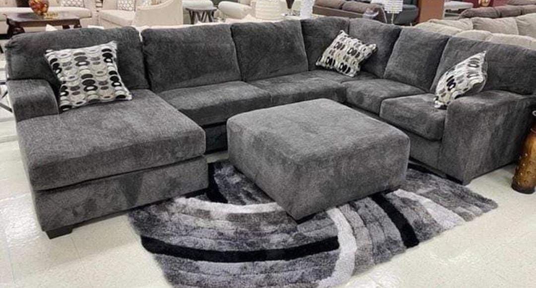 Oversized Large Smoke Sectional Sofa Couch 