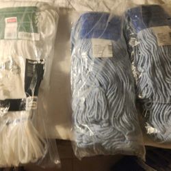 3 MOP HEADS  2 BLUE, 1 WHITE, BRAND NEW