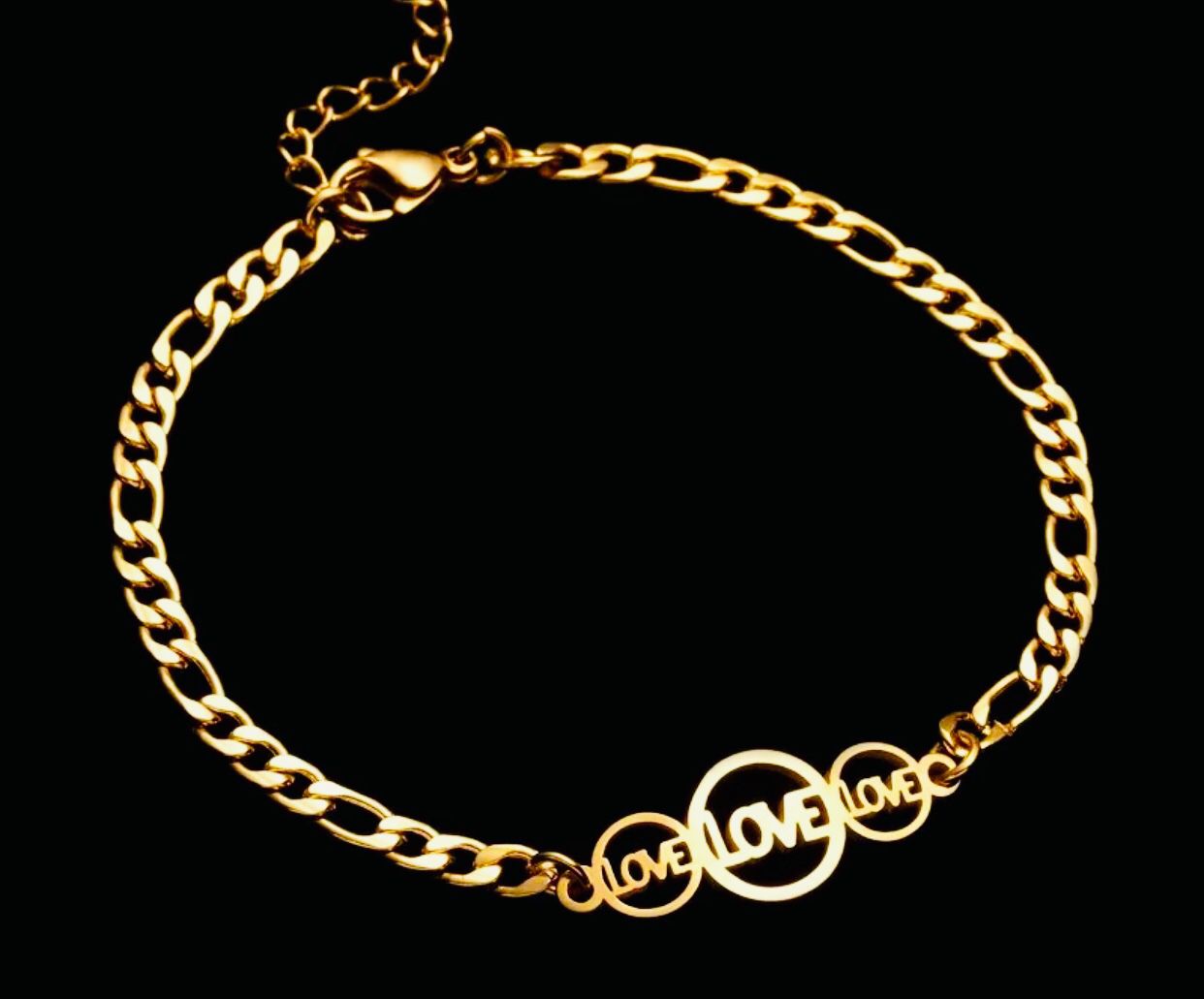 Gold love bracelet/anklet- adjustable