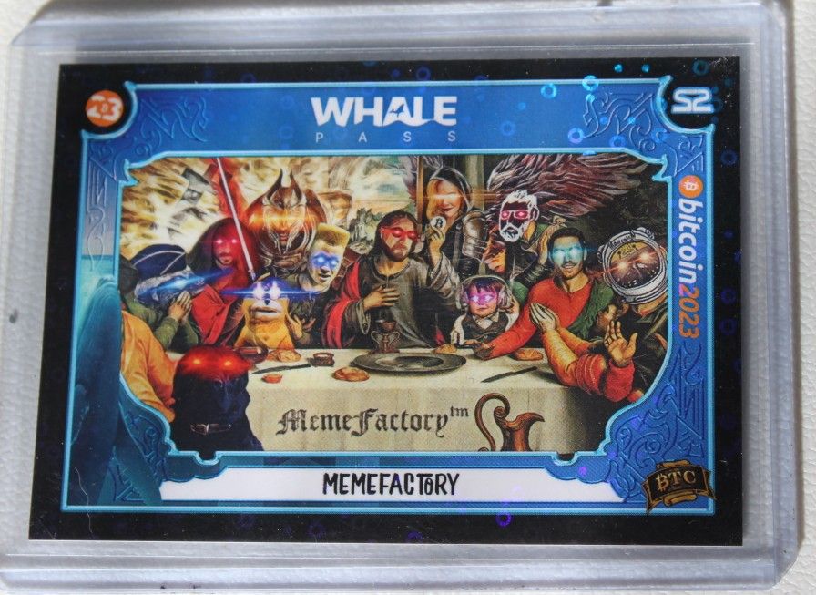 2023 Bitcoin Trading Cards Whale Pass Card Meme Factory 413/500 Holo
