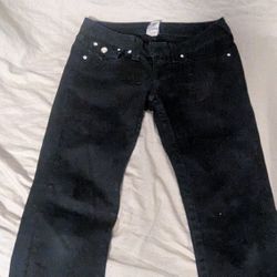 True Religion Girls Bootcut Black Jeans Size 29 Rhinestone Accents