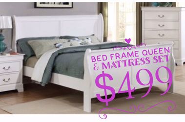 Queen bed frame + queen mattress set
