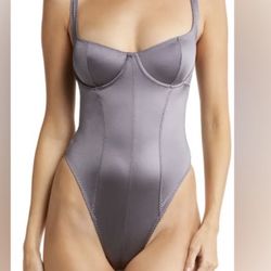 SKIMS Stretch Satin Underwire Thong Bodysuit NWOT