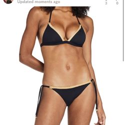 Vitamin A *NWT* Stardust Halter Bikini Top Black Gold - 6/Small - NWT