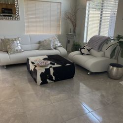 Modern White Sofa And Oversized Chair 