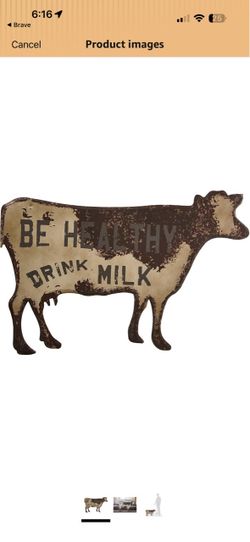 Vintage Cow Shaped Metal Wall Sign