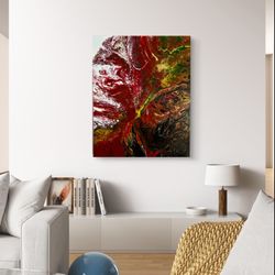 Crimson Radiance – Acrylic Abstract Fluid Painting on Canvas