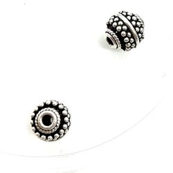 Pair Of 10mm Sterling Silver Bali Beads 