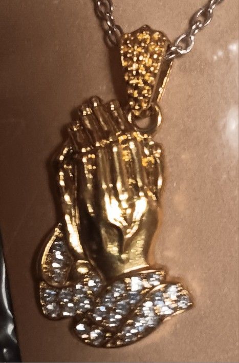 Praying Hand Pendant- Gold Tone