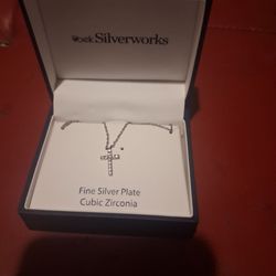 Belk Silverworks CZ Cross Pendant Necklace