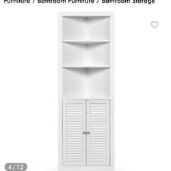 brand new ！Bathroom Corner Floor Cabinet Tall Bathroom Storage Cabinet w/ Shelves