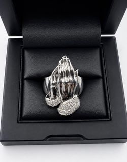 925 Sterling Silver 2.00CT MOISSANITE Praying Hands Men’s Ring Size 10 or 11