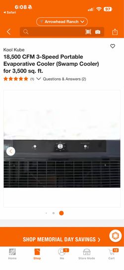 Kool Kube 18,500 CFM 3-Speed Portable Evaporative Cooler (Swamp Cooler) for 3,500 sq. ft.