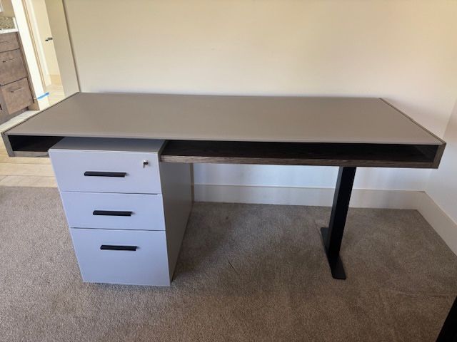 BDI Duo 6241 Toffee/Black Desk 60'' with 3 Storage Drawers