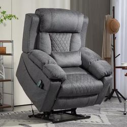 New Power Lift Recliner 28-Inch Wide Seat – Lay Flat Lift Chair with Heat Massage and cup holder.
