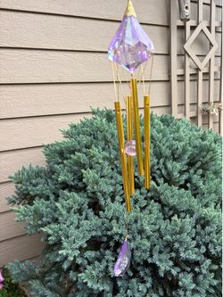 Purple diamond -faceted crystal Suncatcher  wind chime