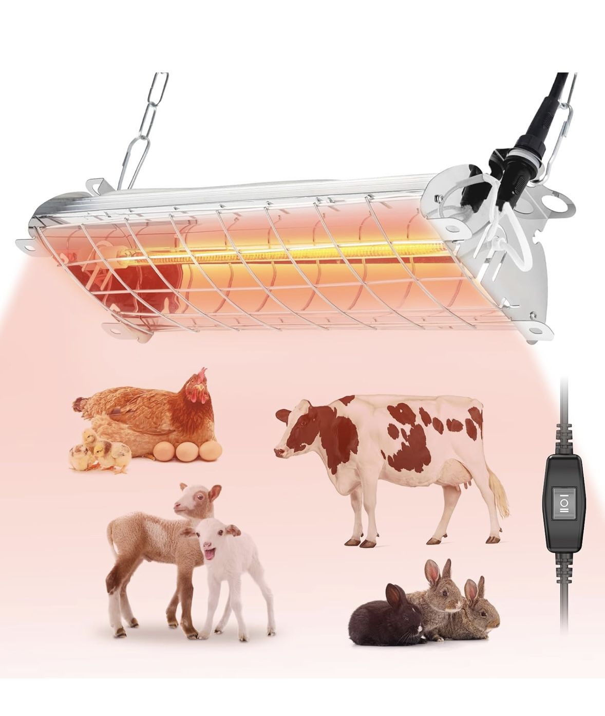 Large heating lamp for chickens, rabbits or other types of animals