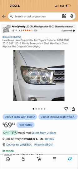 Headlight for toyota fortuner 2008-2012