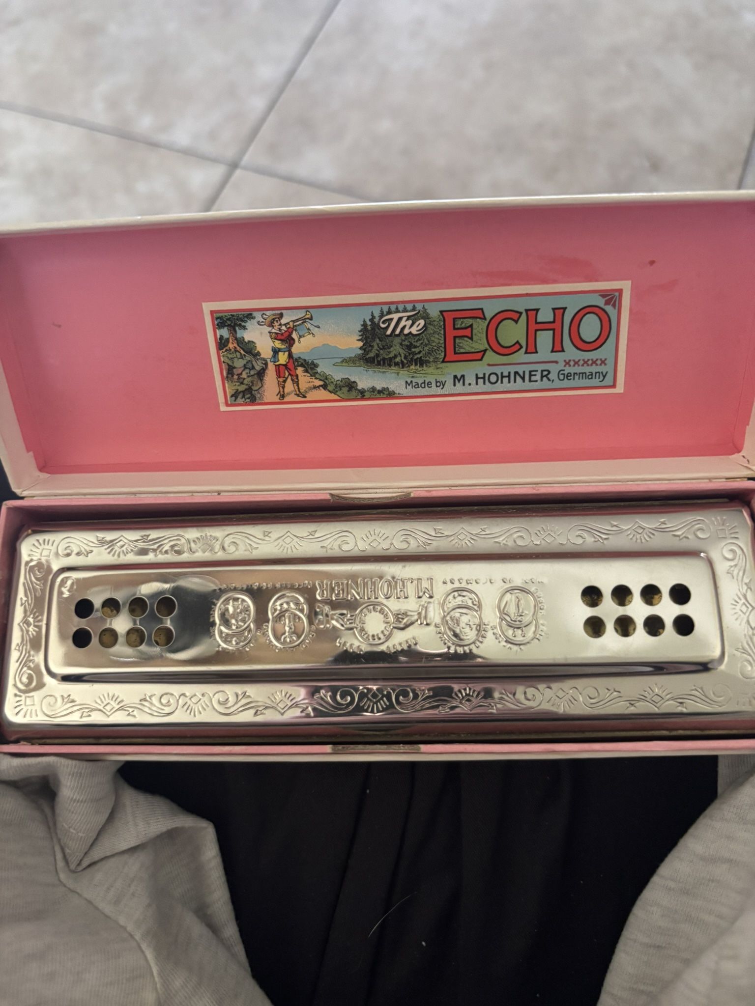 Vintage M Hohner Echo Harp Harmonica