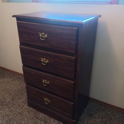 Wooden Dresser With 4 Drawers 25" X 16" X 39.5" Tall