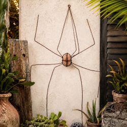    Vintage Rustic Metal Spider Garden Sculpture Huge Wall Hanging Insect Stone Body Bug Collectible 