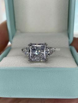 Brand new 5CT Crushed Ice Square Radiant Cut Simulated Diamond Engagement Ring In Sterling Silver 925