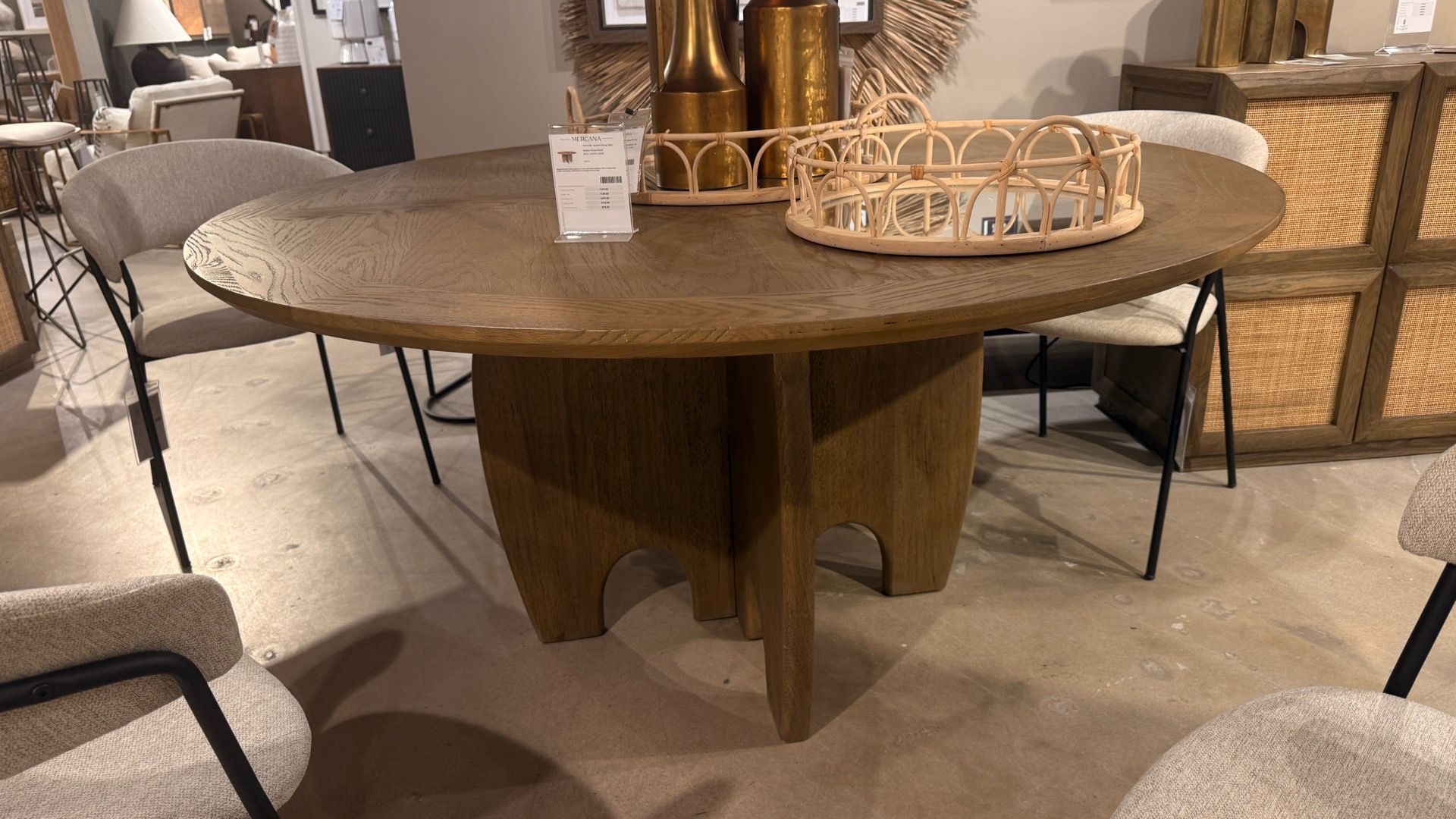 70814-AB - Sonomi Brown Solid Rubber Wood w/ Round Oak Tabletop Dining Table