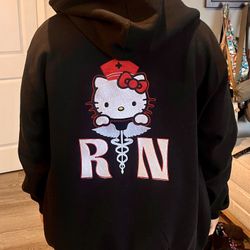 Hello Kitty Custom RN Nurse Zip Hoodie