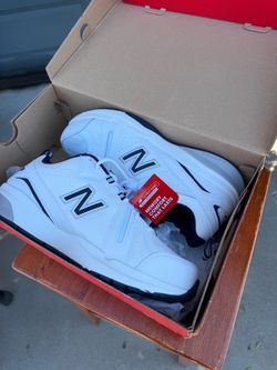 New Balance White Sneakers with Navy Accents