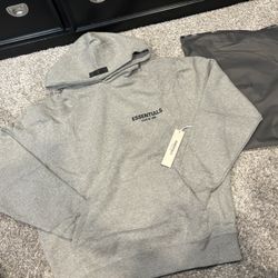 Essentials Fear Of God Hoodie Gray Pullover Size Small