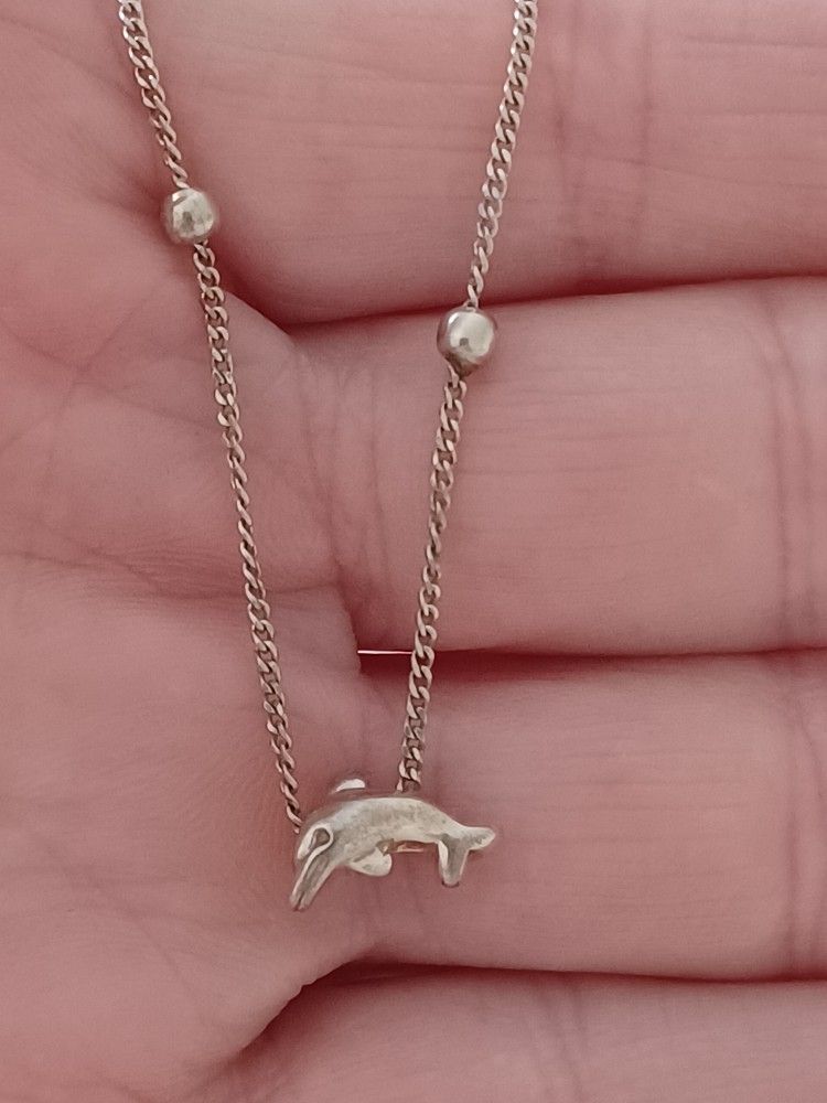 Italy Sterling Silver 925- Dolphin & Balls Anklet Bracelet