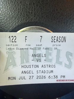 4 tickets for Angels vs astros Monday 27