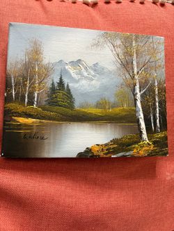 Wallace Fall Landscape With Water & Mountains 8” x 10” Oil Painting
