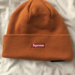 BRAND NEW DEADSTOCK NEW ERA SUPREME BOX LOGO YOHJI BEANIE ORANGE BOX LOGO