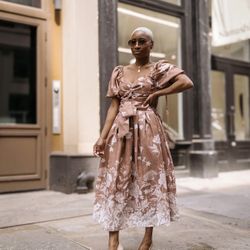 NWT $140 Anthropologie x En Saison Monet Puff-Sleeve Square-Neck Midi Dress 2X